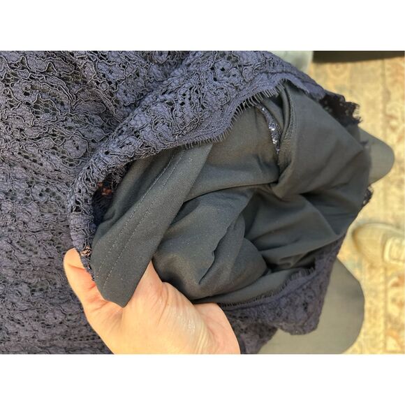 Cache Navy Blue Lace Overlay Knee-Length Dress Size 2 - Picture 5 of 9